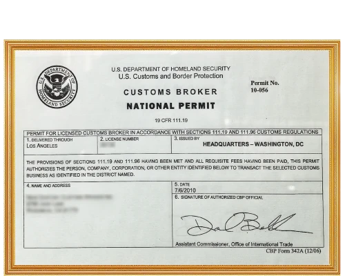 《 customs broker local permit 》